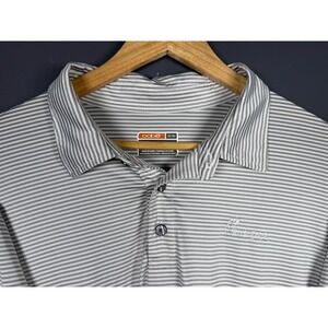 Oobe Hydrovent Mens 2XL Polo Shirt Grey White Stripe Chick-fil-A Short Sleeve